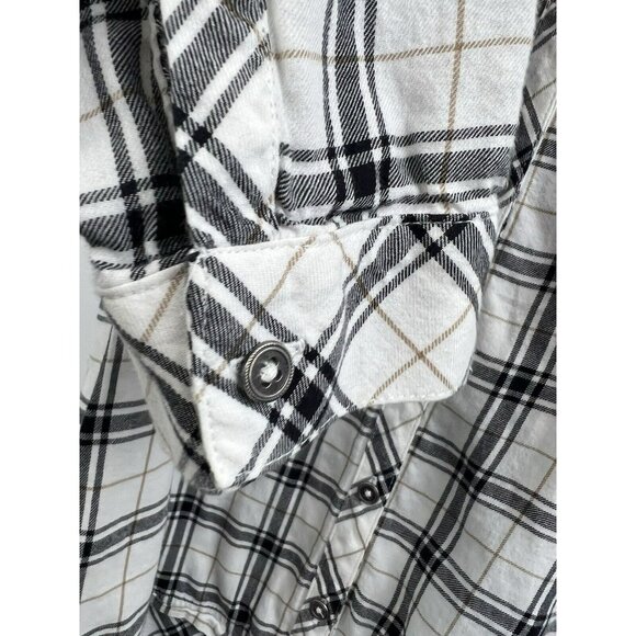 J Jill Blouse Top Size Large Plaid Flannel Button Down Oversized Long Sleeve - Picture 3 of 9